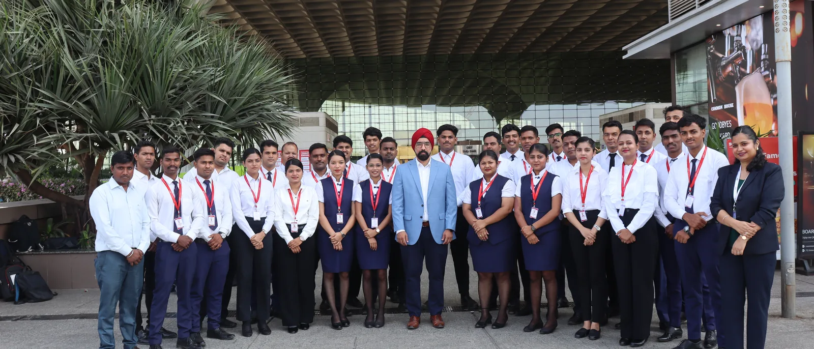 A full IESP batch in uniform outside Mumbai International Airport