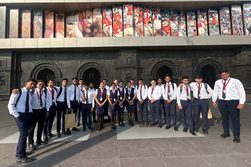 A group in uniform outside Pune airport