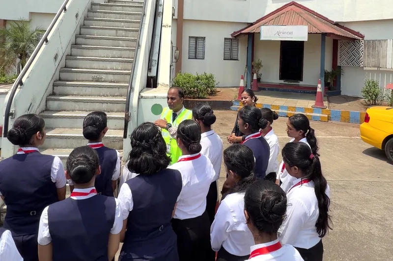 IESP students in uniform in the courtyard of the Khalapur centre